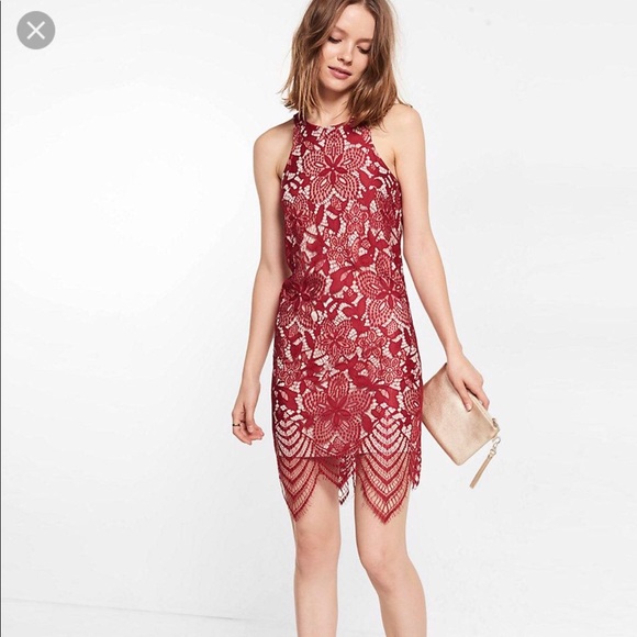 Express Dresses & Skirts - Express Lace Floral Contrast Sheath Dress Small